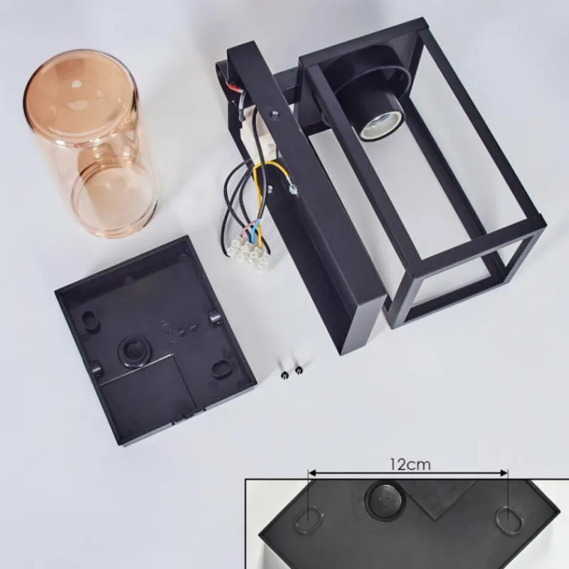 hofstein Portalis Lampe murale d´extérieur Brun, Couleur bois, Noir, 1 lumière, Détecteur de mouvement