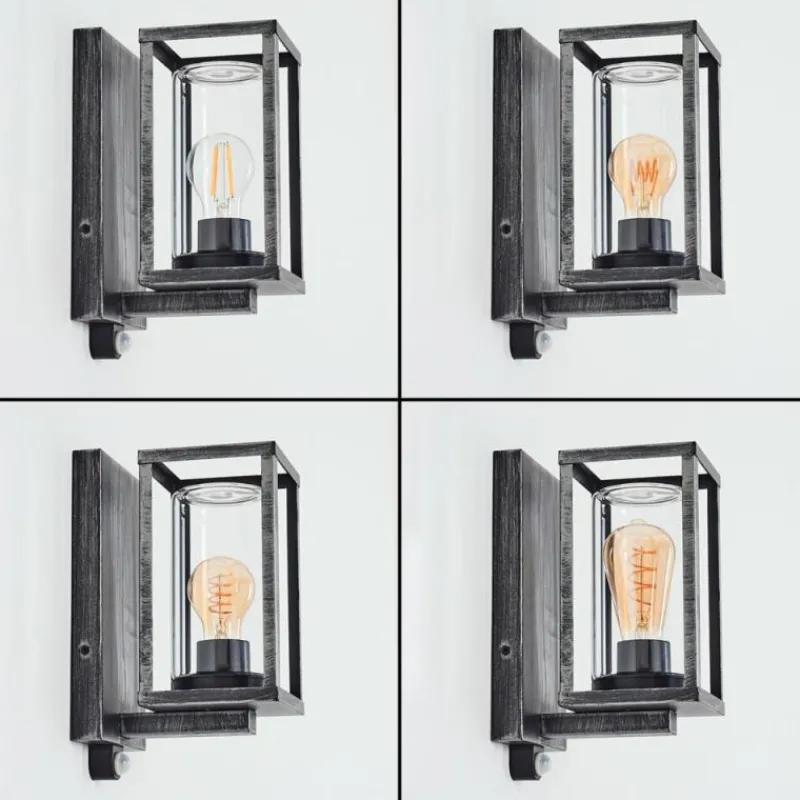 hofstein Portalis Lampe murale d´extérieur Noir, Argenté, 1 lumière, Détecteur de mouvement