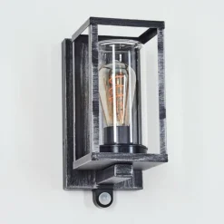 hofstein Portalis Lampe murale d´extérieur Noir, Argenté, 1 lumière, Détecteur de mouvement