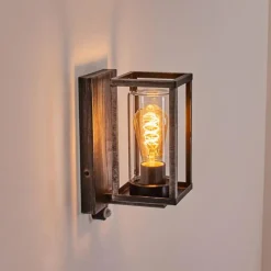 hofstein Portalis Lampe murale d´extérieur Noir, Argenté, 1 lumière, Détecteur de mouvement