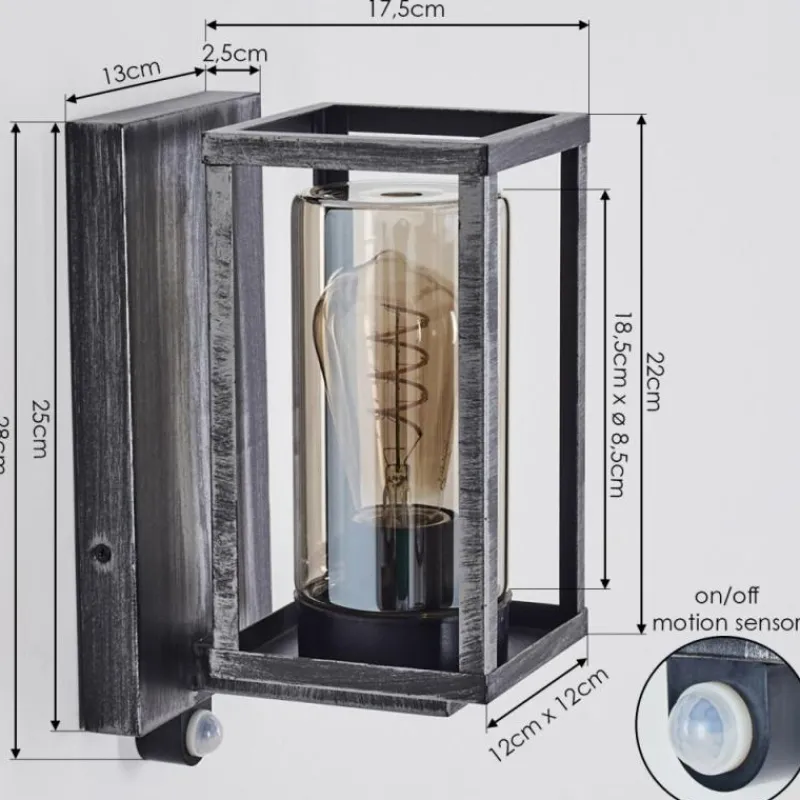hofstein Portalis Lampe murale d´extérieur Noir, Argenté, 1 lumière, Détecteur de mouvement