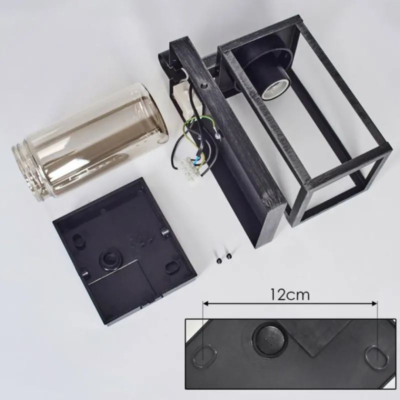 hofstein Portalis Lampe murale d´extérieur Noir, Argenté, 1 lumière, Détecteur de mouvement