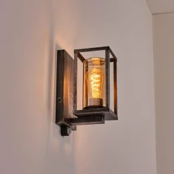 hofstein Portalis Lampe murale d´extérieur Noir, Argenté, 1 lumière, Détecteur de mouvement