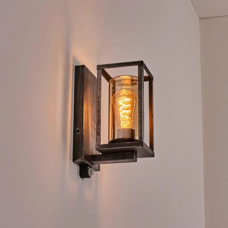 hofstein Portalis Lampe murale d´extérieur Noir, Argenté, 1 lumière, Détecteur de mouvement