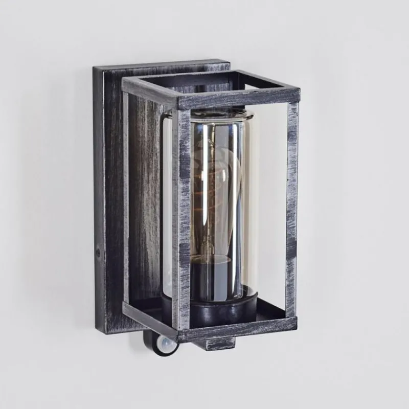 hofstein Portalis Lampe murale d´extérieur Noir, Argenté, 1 lumière, Détecteur de mouvement