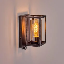 hofstein Portalis Lampe murale d´extérieur Noir, Argenté, 1 lumière, Détecteur de mouvement