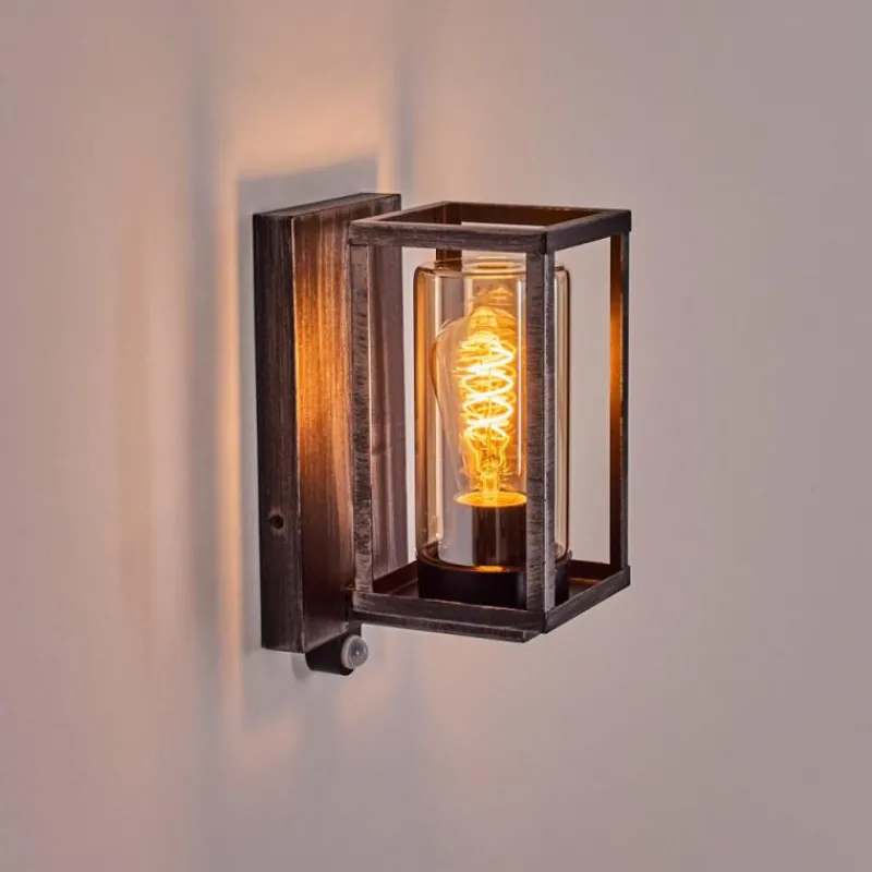 hofstein Portalis Lampe murale d´extérieur Noir, Argenté, 1 lumière, Détecteur de mouvement