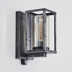 hofstein Portalis Lampe murale d´extérieur Noir, Argenté, 1 lumière, Détecteur de mouvement