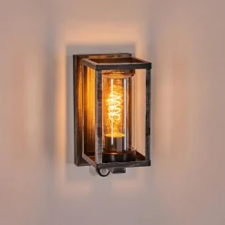 hofstein Portalis Lampe murale d´extérieur Noir, Argenté, 1 lumière, Détecteur de mouvement