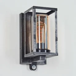 hofstein Portalis Lampe murale d´extérieur Noir, Argenté, 1 lumière, Détecteur de mouvement