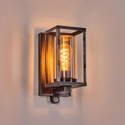 hofstein Portalis Lampe murale d´extérieur Noir, Argenté, 1 lumière, Détecteur de mouvement