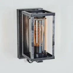 hofstein Portalis Lampe murale d´extérieur Noir, Argenté, 1 lumière, Détecteur de mouvement