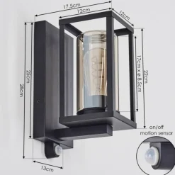 hofstein Portalis Lampe murale d´extérieur Noir, 1 lumière, Détecteur de mouvement