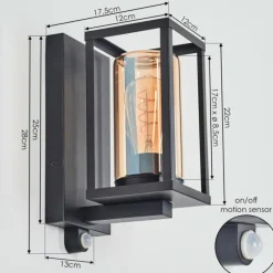 hofstein Portalis Lampe murale d´extérieur Noir, 1 lumière, Détecteur de mouvement