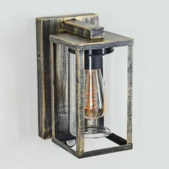 Lampes Dorées-hofstein Portalis Lampe murale d´extérieur Or, Noir, 1 lumière, Détecteur de mouvement