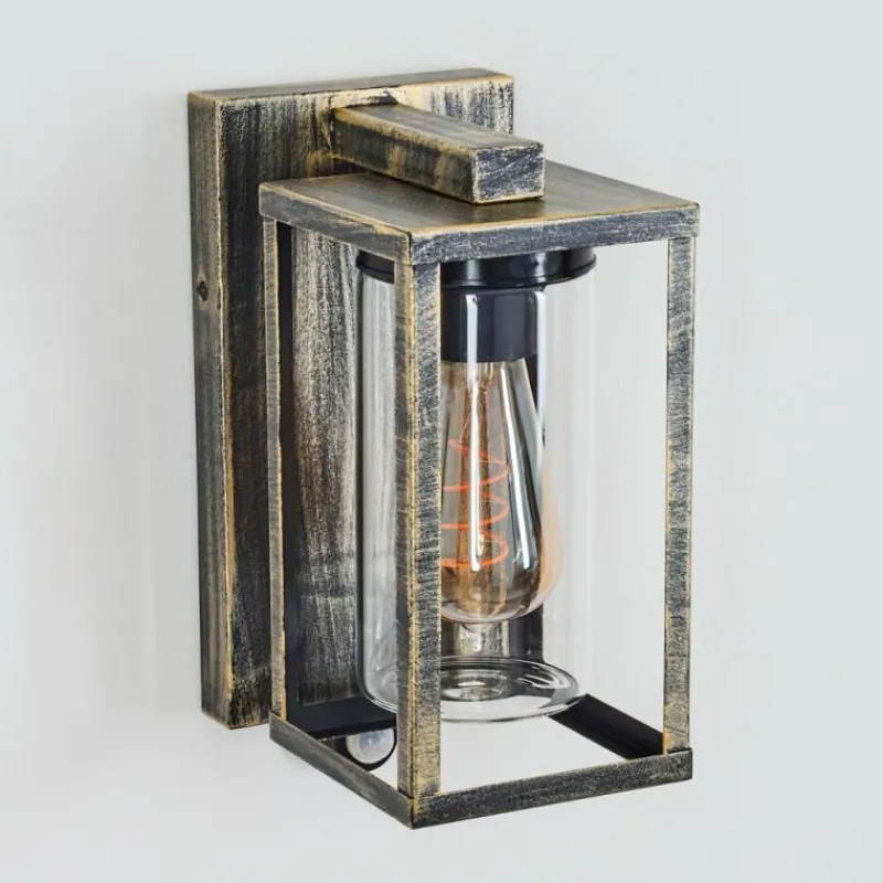 Lampes Dorées-hofstein Portalis Lampe murale d´extérieur Or, Noir, 1 lumière, Détecteur de mouvement