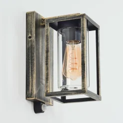 Lampes Dorées-hofstein Portalis Lampe murale d´extérieur Or, Noir, 1 lumière, Détecteur de mouvement