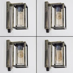 Lampes Dorées-hofstein Portalis Lampe murale d´extérieur Or, Noir, 1 lumière, Détecteur de mouvement