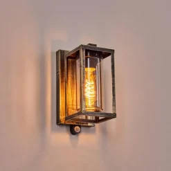 Lampes Dorées-hofstein Portalis Lampe murale d´extérieur Or, Noir, 1 lumière, Détecteur de mouvement