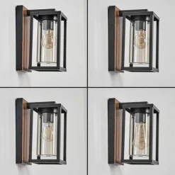 hofstein Portalis Lampe murale d´extérieur Brun, Couleur bois, Noir, 1 lumière