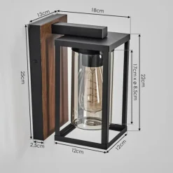 hofstein Portalis Lampe murale d´extérieur Brun, Couleur bois, Noir, 1 lumière