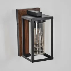 hofstein Portalis Lampe murale d´extérieur Brun, Couleur bois, Noir, 1 lumière