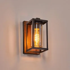 hofstein Portalis Lampe murale d´extérieur Brun, Couleur bois, Noir, 1 lumière