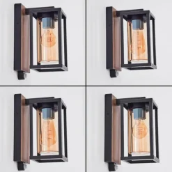 hofstein Portalis Lampe murale d´extérieur Brun, Couleur bois, Noir, 1 lumière, Détecteur de mouvement