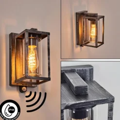 hofstein Portalis Lampe murale d´extérieur Noir, Argenté, 1 lumière, Détecteur de mouvement