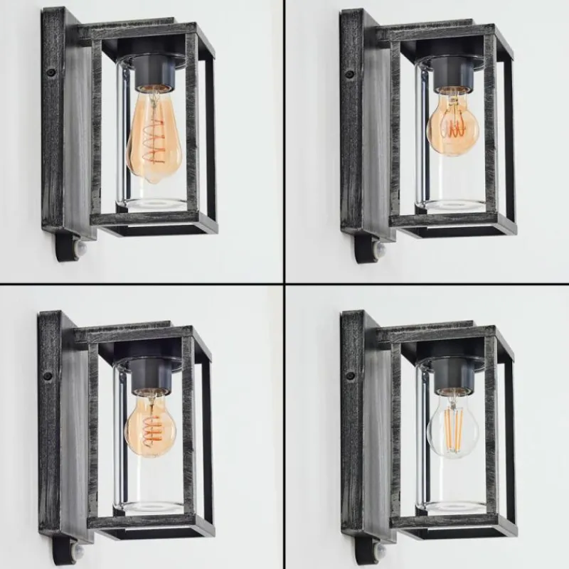 hofstein Portalis Lampe murale d´extérieur Noir, Argenté, 1 lumière, Détecteur de mouvement