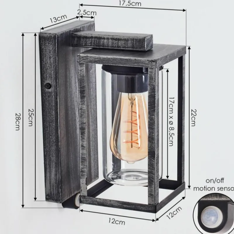 hofstein Portalis Lampe murale d´extérieur Noir, Argenté, 1 lumière, Détecteur de mouvement