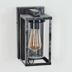 hofstein Portalis Lampe murale d´extérieur Noir, Argenté, 1 lumière, Détecteur de mouvement