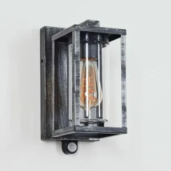 hofstein Portalis Lampe murale d´extérieur Noir, Argenté, 1 lumière, Détecteur de mouvement