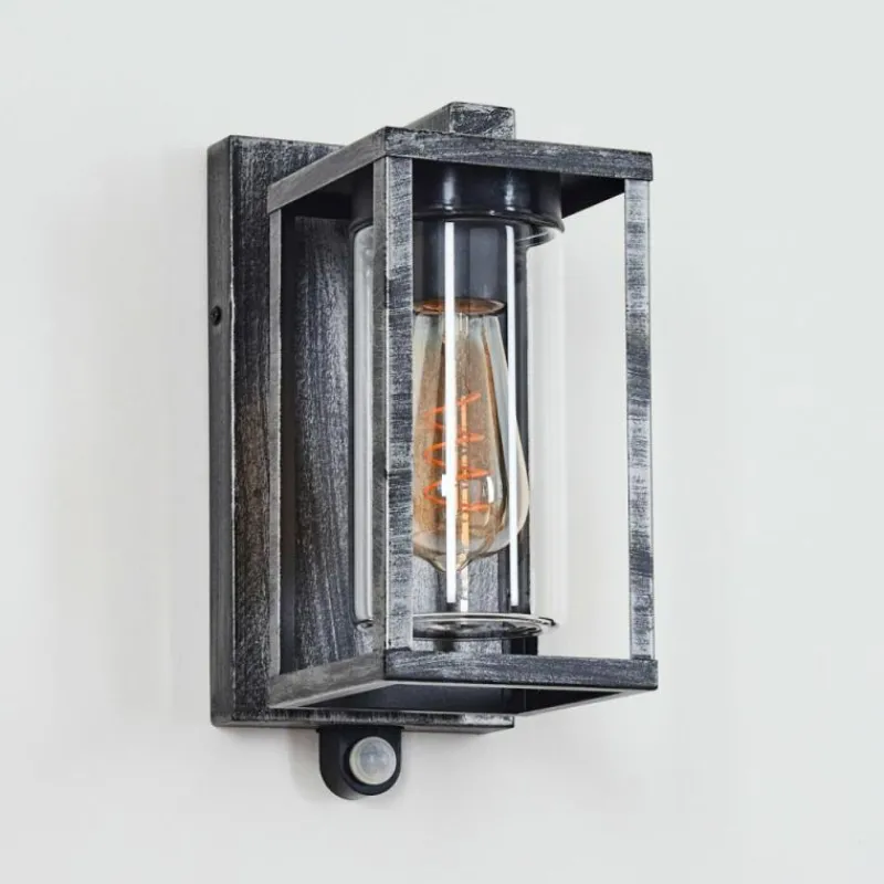 hofstein Portalis Lampe murale d´extérieur Noir, Argenté, 1 lumière, Détecteur de mouvement