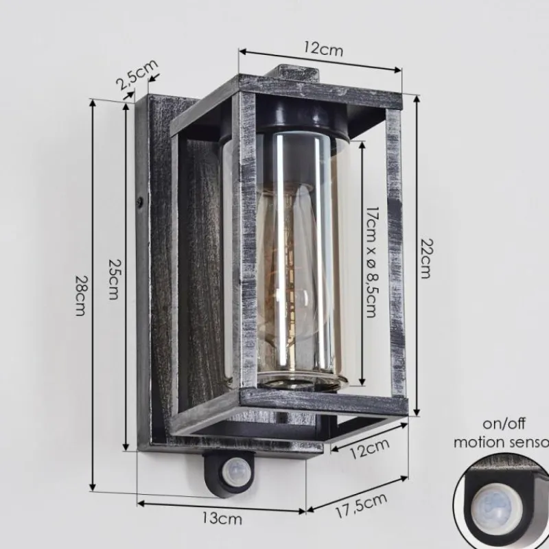 hofstein Portalis Lampe murale d´extérieur Noir, Argenté, 1 lumière, Détecteur de mouvement