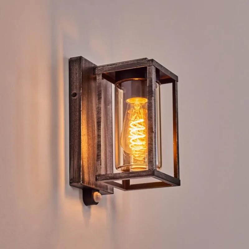 hofstein Portalis Lampe murale d´extérieur Noir, Argenté, 1 lumière, Détecteur de mouvement