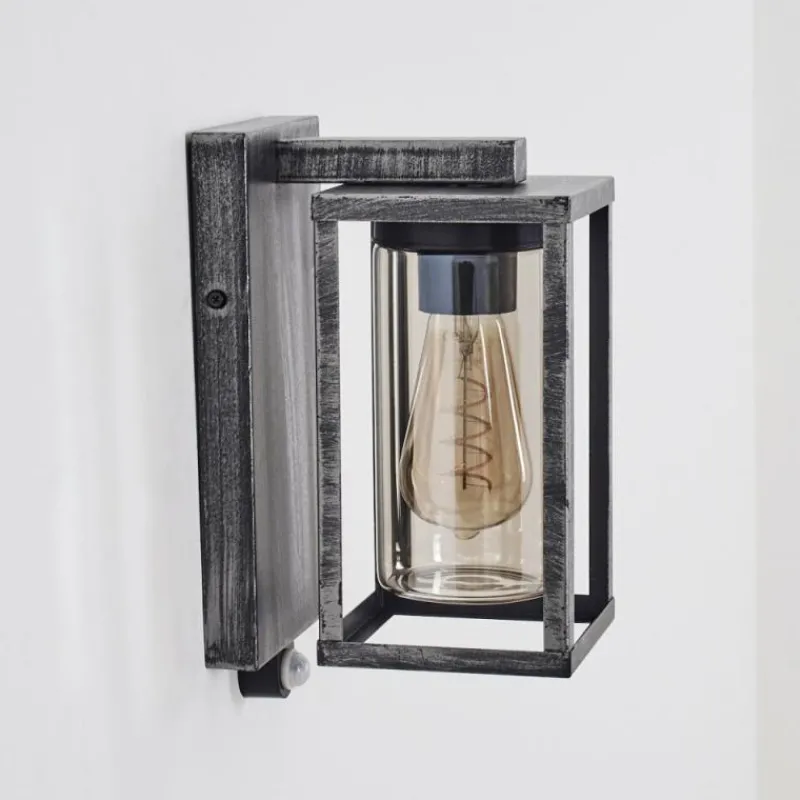 hofstein Portalis Lampe murale d´extérieur Noir, Argenté, 1 lumière, Détecteur de mouvement