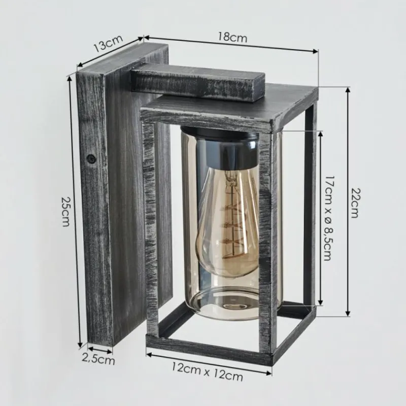 hofstein Portalis Lampe murale d´extérieur Noir, Argenté, 1 lumière