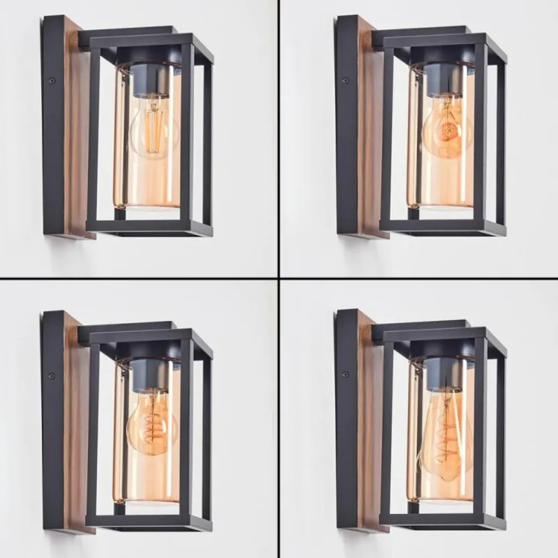 hofstein Portalis Luminaire extérieur, Lampe murale d´extérieur Brun, Couleur bois, Noir, 1 lumière