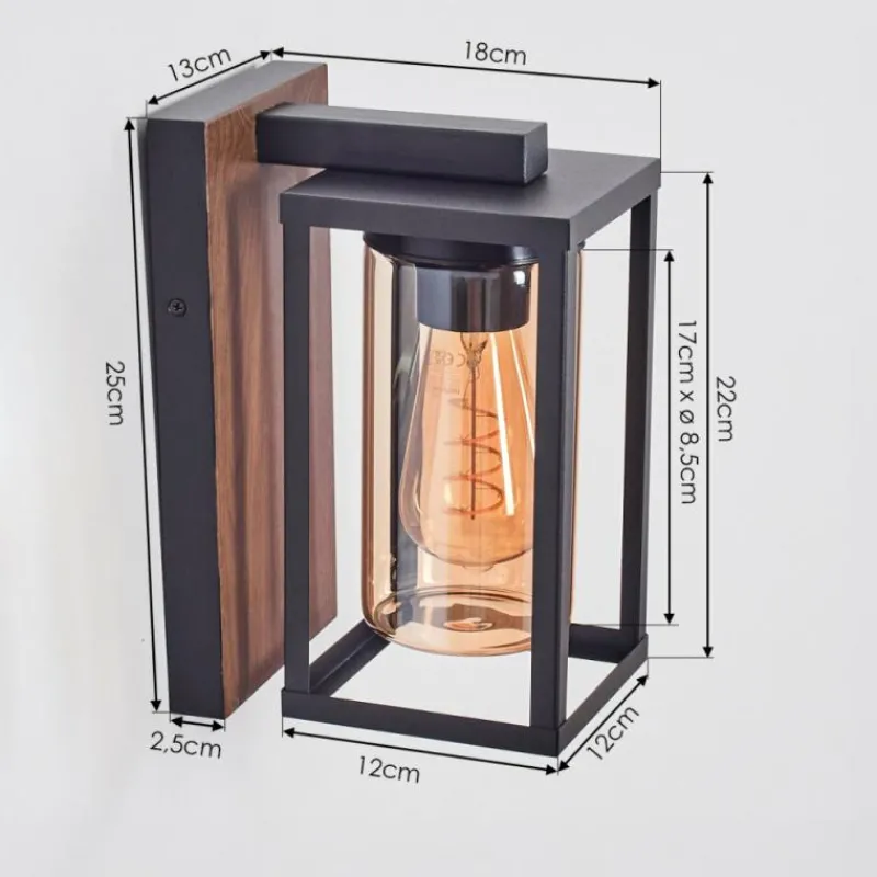 hofstein Portalis Luminaire extérieur, Lampe murale d´extérieur Brun, Couleur bois, Noir, 1 lumière