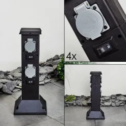 hofstein Prises électriques d'extérieur Gervais Gris, Noir