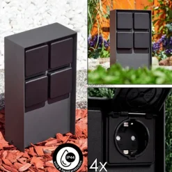 hofstein Prises électriques d'extérieur Reigolil Anthracite, Noir