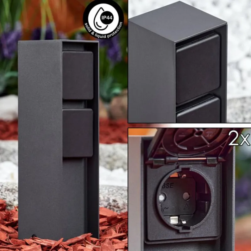 hofstein Prises électriques d'extérieur Reigolil Anthracite, Noir