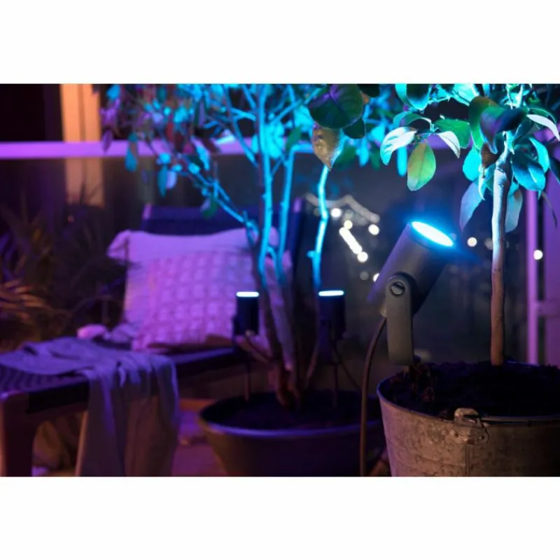 Luminaires Philips Projecteur Philips Hue Ambiance White & Color WACA Lily LED Noir, 1 lumière, Changeur de couleurs