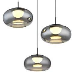 Suspension Verre Fumé-Luminaires Globo Lighting Quintara Suspension LED Noir, 1 lumière