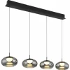 Suspension Verre Fumé-Luminaires Globo Lighting Quintara Suspension LED Noir, 1 lumière