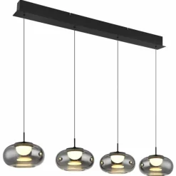 Suspension Verre Fumé-Luminaires Globo Lighting Quintara Suspension LED Noir, 1 lumière