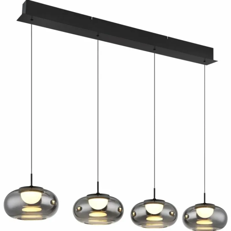 Suspension Verre Fumé-Luminaires Globo Lighting Quintara Suspension LED Noir, 1 lumière