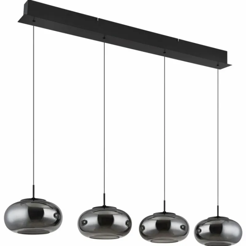 Suspension Verre Fumé-Luminaires Globo Lighting Quintara Suspension LED Noir, 1 lumière