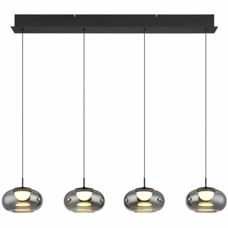 Suspension Verre Fumé-Luminaires Globo Lighting Quintara Suspension LED Noir, 1 lumière